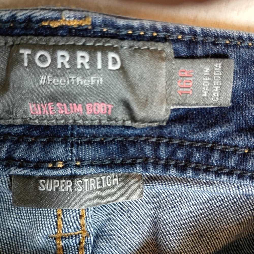 Torrid Womens 16R Luxe Slim Boot Super Stretch Jeans Medium Dark Wash Mid Rise - Picture 5 of 16